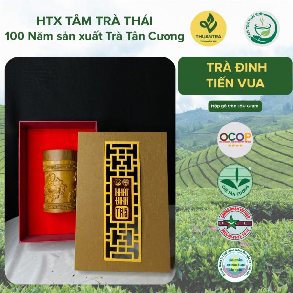Hop Qua Tang Go Tron Tra Dinh Tien Vua HTX Tam Tra Thai Tra Thai Nguyen Chuan VietGap OCOP 4 Sao 150 Gram
